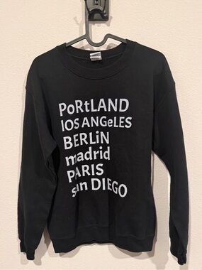 Urban Outfitters Black Crewneck Sweatshirt with White City Print